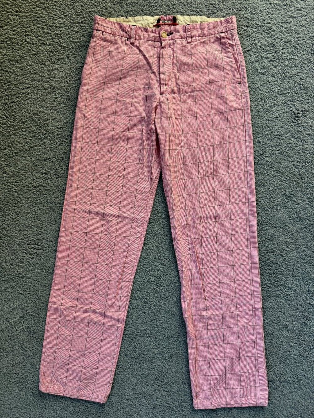 RA.RE Italy Pink Houndstooth Plaid Dress Pants Size 32 Cotton
